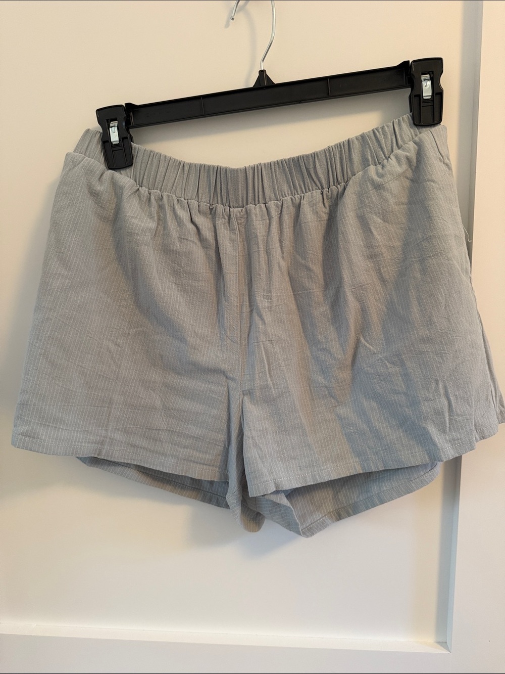 Light Blue / Gray Women's Elastic Waist Casual Shorts